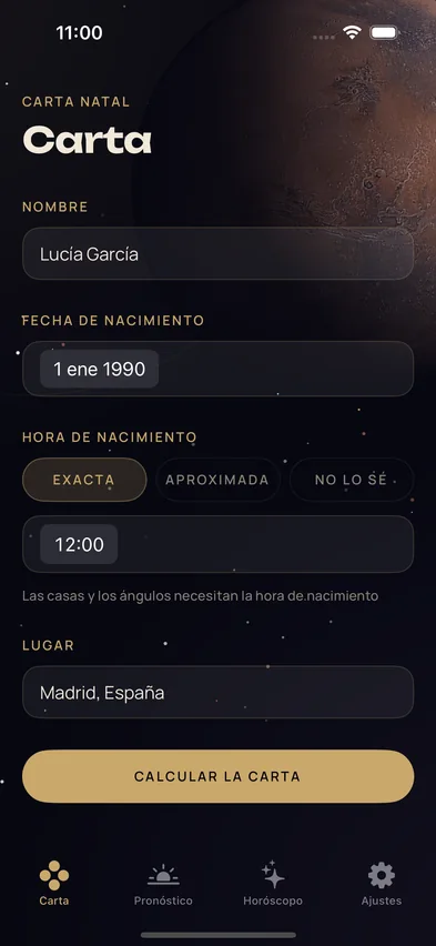 Creación de la carta natal